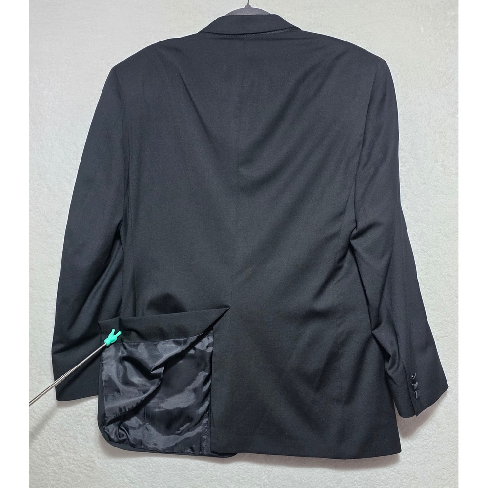 Jos A Bank Mens 38R Tuxedo Jacket Black 100% Wool Satin Peak Lapel Made in USA - Picture 2 of 13